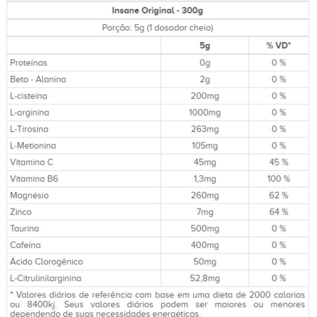 Pre entreno Insane Original 300g - Imagen 2